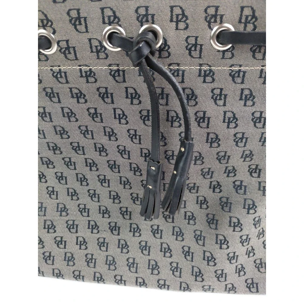 Vintage Y2K Dooney & Bourke Gray Black Monogram Handbag Canvas Leather